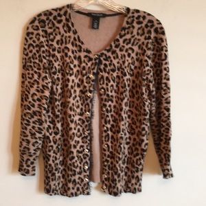 WHite House Black Market Leopard Print Cardigan